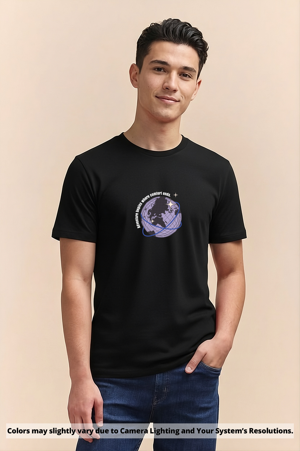 Men wearing a Black t-shirt